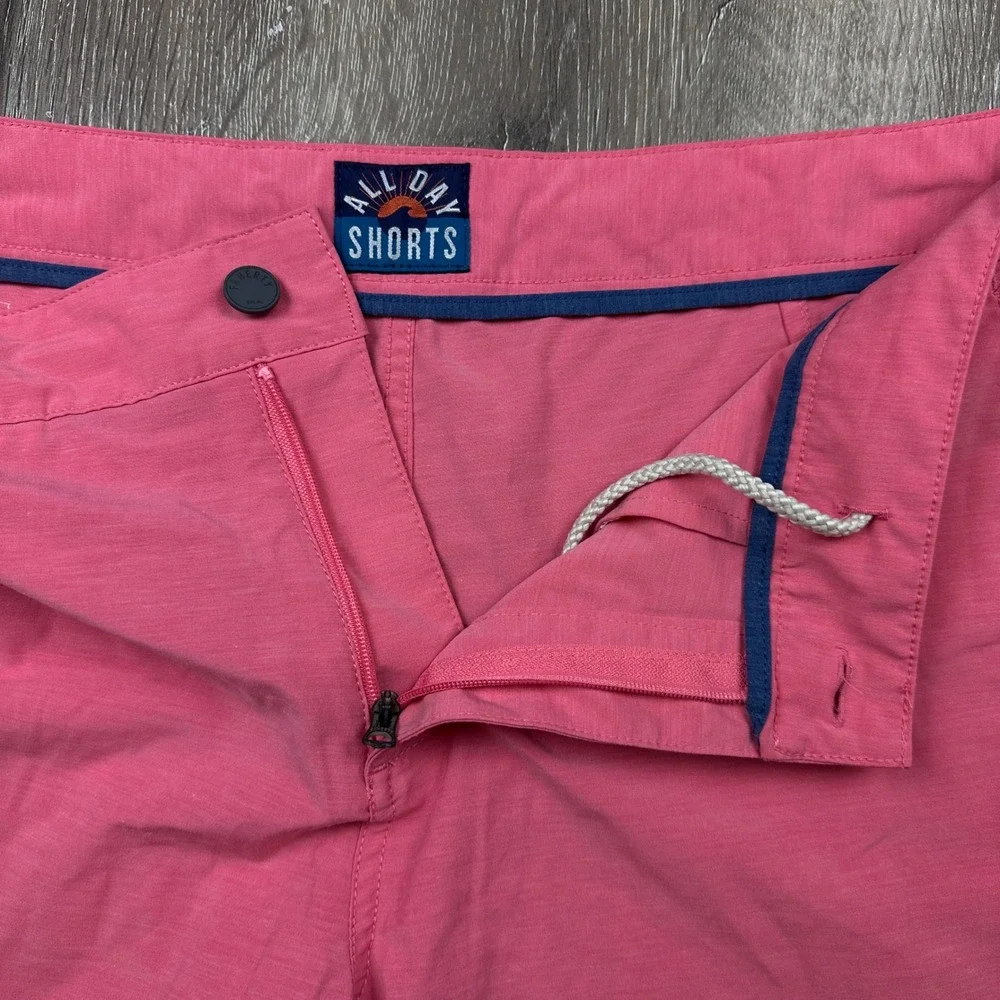 Faherty All Day Shorts Mens 35 Pink Hybrid Board Shorts Swim Trunks Quick Dry